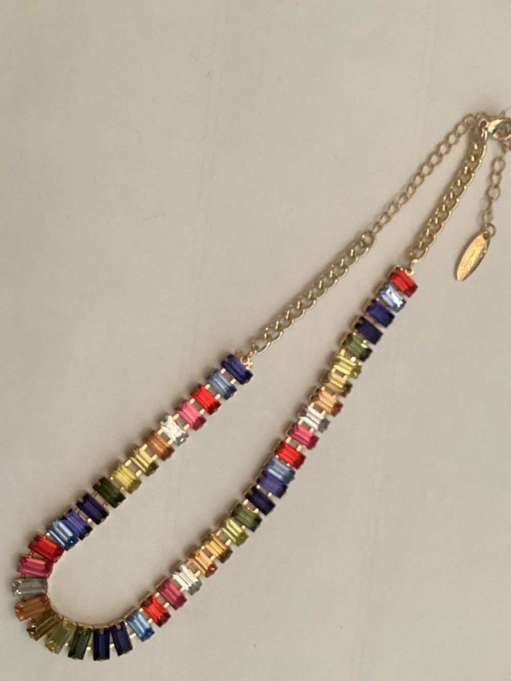 Plunder Gold Multicolor Baguette Crystal Necklace